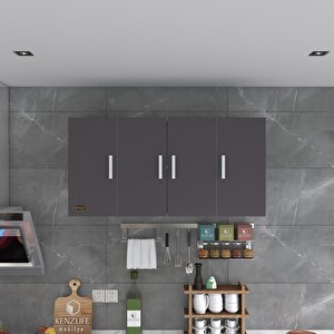 Kenzlife Hazır Mutfak Merlanda Gri 060*120*22 Mutfak Banyo Dolabı Kapaklı Raflı