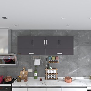 Kenzlife Hazır Mutfak Perenna Gri 060*180*22 Mutfak Banyo Dolabı Kapaklı Raflı