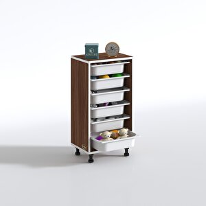 Sepetli Mutfak Dolabı Ruberu Cvz 086x45x30 Banyo Oyuncak Çamaşır Beyaz 6 Lı Sepet