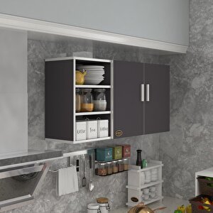 Hazır Mutfak Castus22 Gri 060*120*22 Mutfak Banyo Dolabı Kapaklı Raflı