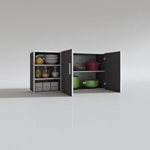 Hazır Mutfak Castus22 Gri 060*120*22 Mutfak Banyo Dolabı Kapaklı Raflı