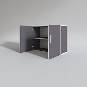 Hazır Mutfak Castus22 Gri 060*120*22 Mutfak Banyo Dolabı Kapaklı Raflı