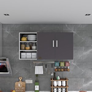 Kenzlife Hazır Mutfak Castus22 Gri 060*120*22 Mutfak Banyo Dolabı Kapaklı Raflı