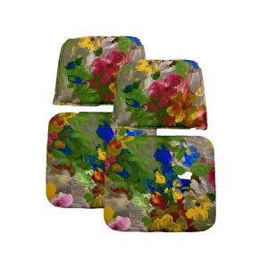 Knsz Minder Seti 2 Li Zng&mğr&uslu Çiçek Desen Oturma Ve Sırt Tel Sandalyesi Minderi Bir Arada