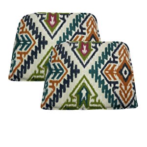 Knsz Sırt Minderi 2 Li Mazlum Kilim Desen Kumaş Cırtlı Tel Sandalyesi Sırtı Için