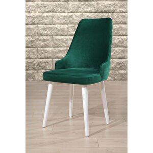 Lüxüry Sandalye - Babyface Yeşil - Ahşap Beyaz Ayaklı Yeşil