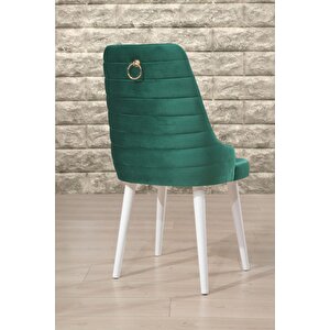 Lüxüry Sandalye - Babyface Yeşil - Ahşap Beyaz Ayaklı Yeşil