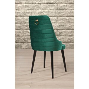 Lüxüry Sandalye - Babyface Yeşil - Ahşap Siyah Ayaklı Yeşil