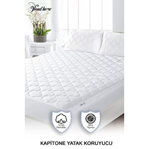 %100 Pamuk, Kapitone Yatak Koruyucu Çarşaf, Fitted Full Kenar, Elyaf Dolgulu, Tek Ve Çift Kişilik 120x200 cm