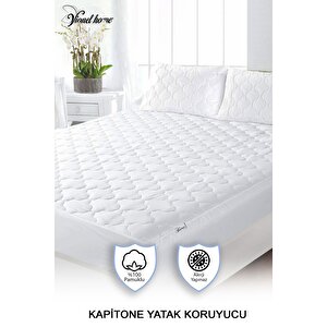 %100 Pamuk, Kapitone Yatak Koruyucu Çarşaf, Fitted Full Kenar, Elyaf Dolgulu, Tek Ve Çift Kişilik