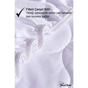 %100 Pamuk, Kapitone Yatak Koruyucu Çarşaf, Fitted Full Kenar, Elyaf Dolgulu, Tek Ve Çift Kişilik