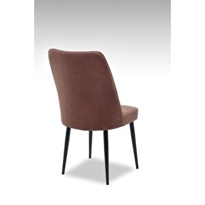 Vento Sandalye - Jerika Kahve - Metal Siyah Ayak Kahverengi