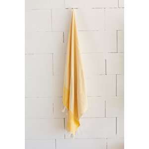 %100 Organik Pamuk, Sarı Satranç Desenli Peştemal, Banyo Ve Plaj Havlusu, 100x175cm