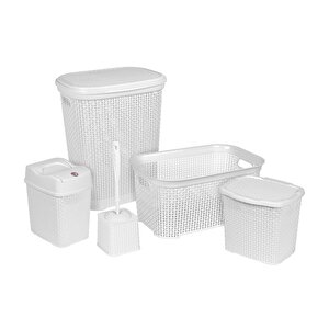 Sağlam Plastik Damla 5'li Çeyiz Seti Beyaz