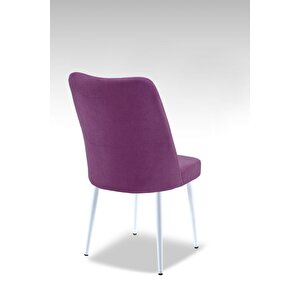 Vento Sandalye - Jerika Mor - Metal Beyaz Ayak Mor