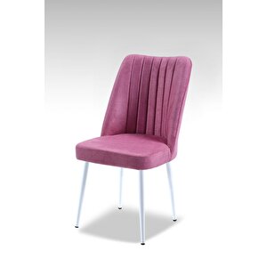 Vento Sandalye - Jerika Gül - Metal Beyaz Ayak Pembe
