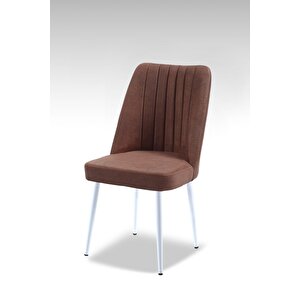 Vento Sandalye - Jerika Kahve - Metal Beyaz Ayak Kahverengi