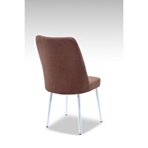 Vento Sandalye - Jerika Kahve - Metal Beyaz Ayak Kahverengi