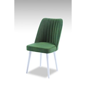 Polo Sandalye - Jerika Yeşil - Ahşap Beyaz Ayak