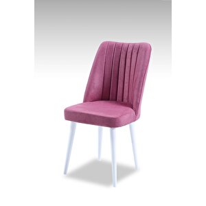 Polo Sandalye - Jerika Gül - Ahşap Beyaz Ayak Pembe