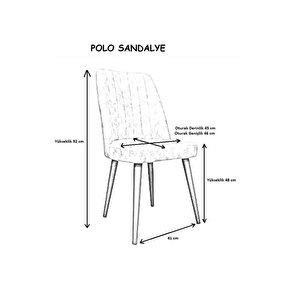 Polo Sandalye - Jerika Gri - Ahşap Siyah Ayak Gri