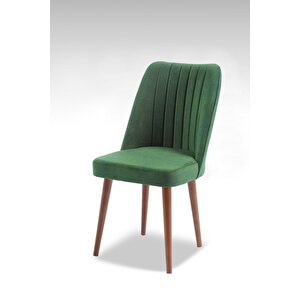 Polo Sandalye - Jerika Yeşil - Ahşap Ceviz Ayak
