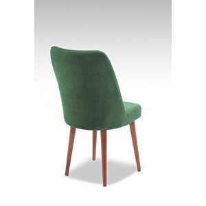 Polo Sandalye - Jerika Yeşil - Ahşap Ceviz Ayak