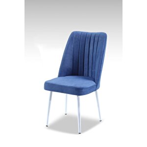 Vento Sandalye - Jerika Mavi - Metal Beyaz Ayak Mavi