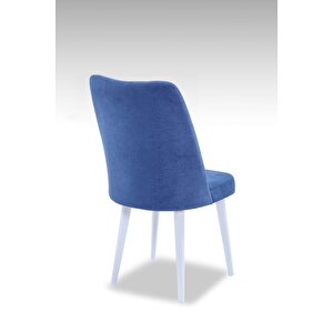 Polo Sandalye - Jerika Mavi - Ahşap Beyaz Ayak Mavi