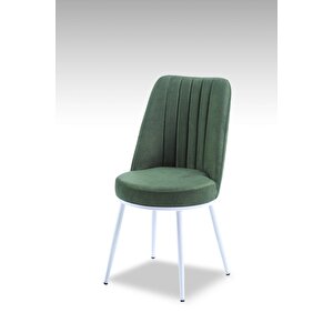 Gold Sandalye - Jerika Yeşil - Metal Beyaz Ayak Yeşil