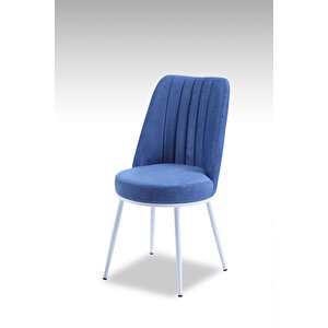 Gold Sandalye - Jerika Mavi - Metal Beyaz Ayak Mavi