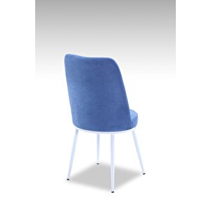 Gold Sandalye - Jerika Mavi - Metal Beyaz Ayak