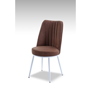 Gold Sandalye - Jerika Kahve - Metal Beyaz Ayak Kahverengi