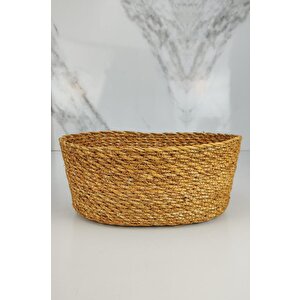 Hasır Banyo Ve Makyaj Organizer Sepeti Oval Düzenleyici 24 Cm Kahverengi - Pnl-ph22 S/3 C1-1-100