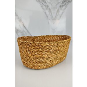 Hasır Banyo Ve Makyaj Organizer Sepeti Oval Düzenleyici 24 Cm Kahverengi - Pnl-ph22 S/3 C1-1-100