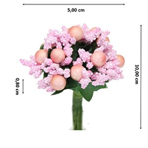 Yapay Çiçek, 12 Adetli Tomurcuk Cipso Demeti -  10 Cm, Pembe