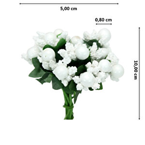 Yapay Çiçek, 12 Adetli Tomurcuk Cipso Demeti -  10 Cm, Beyaz