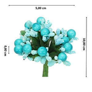 Yapay Çiçek, 12 Adetli Tomurcuk Cipso Demeti -  10 Cm, Mavi