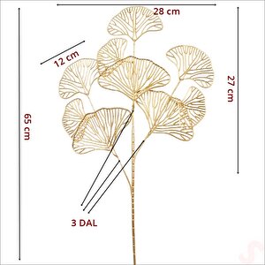 Yapay 3 Dallı Yaprak Demeti, 65cm X 28cm