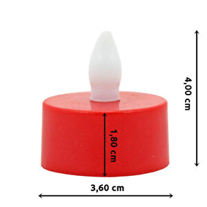 Led Tealight Mum Beyaz Işık, 4,00 Cm X 3,60 Cm - Kırmızı