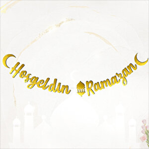 Hoşgeldin Ramazan Metalik Altın Banner - 2.10 Mt