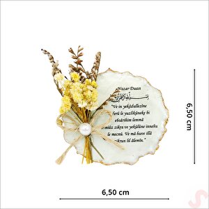Kutulu Ve Süslü 6,50 Cm Epoksi Magnet, Altın - 10 Adet