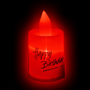 Happy Birthday Pilli Led Mum, 6,00 Cm X 3,50 Cm - Kırmızı