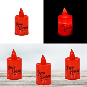 Happy Birthday Pilli Led Mum, 6,00 Cm X 3,50 Cm - Kırmızı