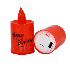 Happy Birthday Pilli Led Mum, 6,00 Cm X 3,50 Cm - Kırmızı