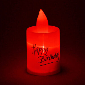 Happy Birthday Pilli Led Mum, 6,00 Cm X 3,50 Cm - Kırmızı