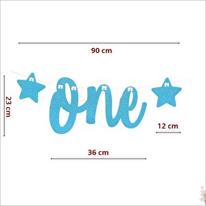 1 Yaş Yıldızlı One Yazı, 90 Cm - Mavi