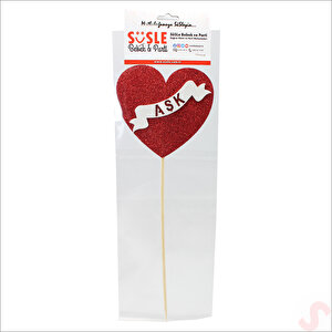 Kalpli Aşk Pasta Süsü, 9cm X 26cm
