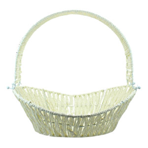 Saplı Oval Kumaş Süslü Sepet, 41 Cm, Büyük Boy Mavi