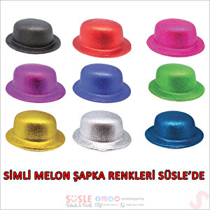 Simli Melon Şapka, 27cm X 7cm X 1 Adet - Yeşil